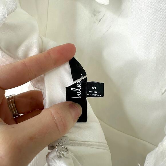 Lulus NWOT Beloved Blossoming White 3D Floral Halter Backless Mini Skater Dress - Picture 10 of 12